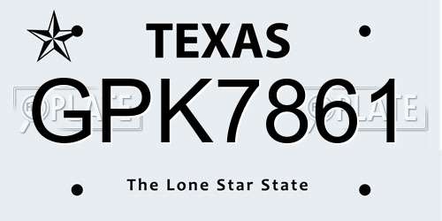 GPK7861 Texas License Plate