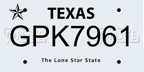 GPK7961 Texas License Plate