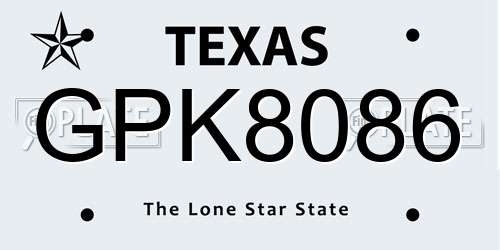 GPK8086 Texas License Plate