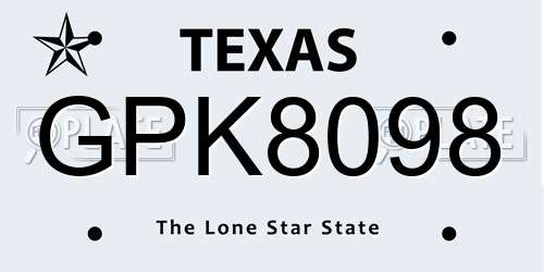 GPK8098 Texas License Plate
