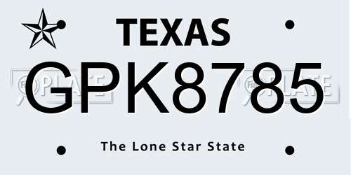 GPK8785 Texas License Plate