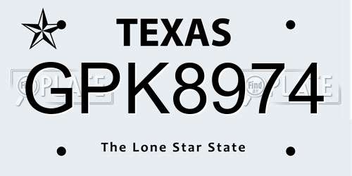 GPK8974 Texas License Plate