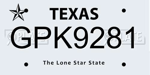 GPK9281 Texas License Plate