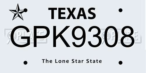 GPK9308 Texas License Plate
