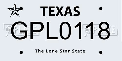 GPL0118 Texas License Plate