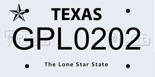 GPL0202 Texas License Plate