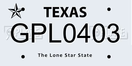 GPL0403 Texas License Plate