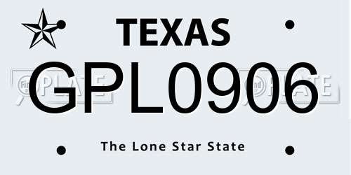 GPL0906 Texas License Plate