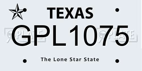 GPL1075 Texas License Plate
