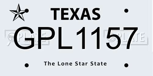 GPL1157 Texas License Plate