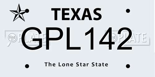 GPL142 Texas License Plate