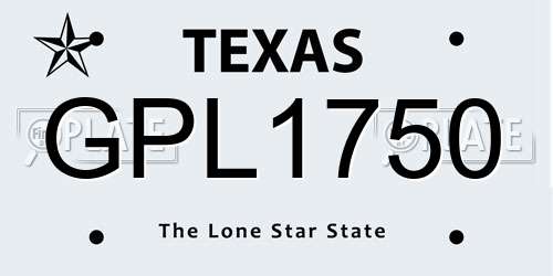 GPL1750 Texas License Plate