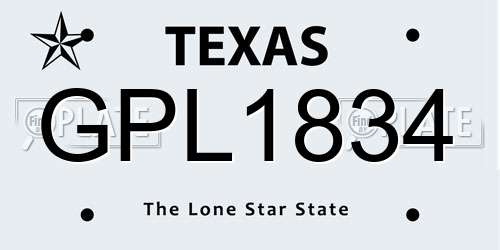 GPL1834 Texas License Plate