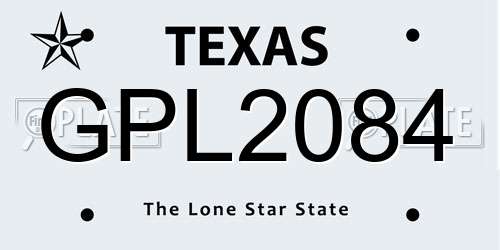 GPL2084 Texas License Plate
