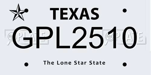 GPL2510 Texas License Plate