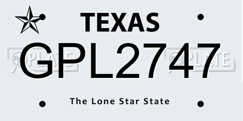 GPL2747 Texas License Plate