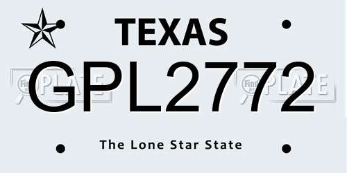 GPL2772 Texas License Plate