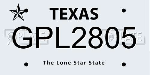 GPL2805 Texas License Plate