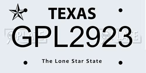 GPL2923 Texas License Plate