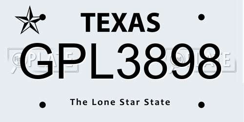 GPL3898 Texas License Plate