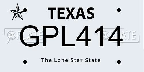 GPL414 Texas License Plate