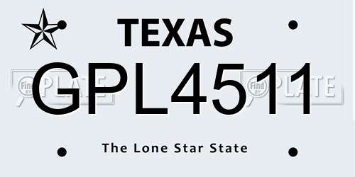 GPL4511 Texas License Plate