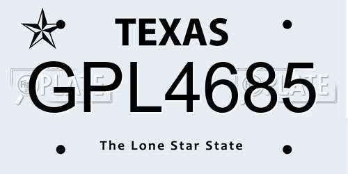GPL4685 Texas License Plate