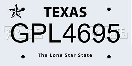 GPL4695 Texas License Plate