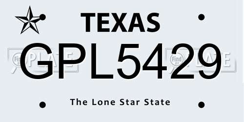 GPL5429 Texas License Plate