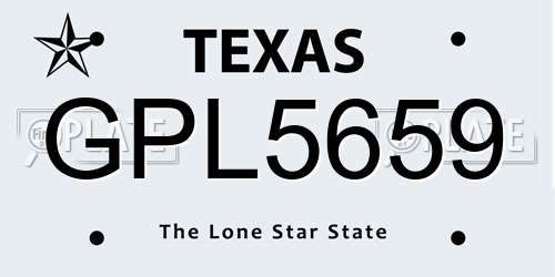 GPL5659 Texas License Plate