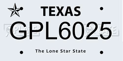 GPL6025 Texas License Plate