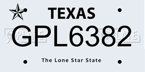 GPL6382 Texas License Plate