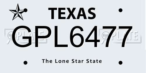 GPL6477 Texas License Plate