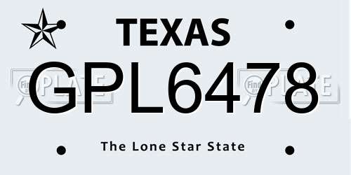 GPL6478 Texas License Plate
