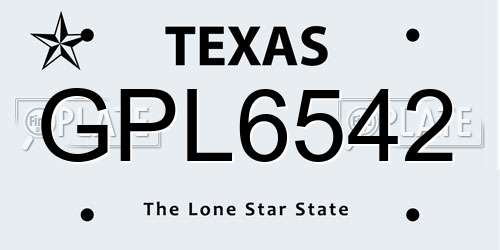 GPL6542 Texas License Plate