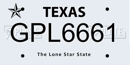 GPL6661 Texas License Plate