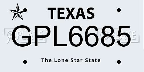 GPL6685 Texas License Plate