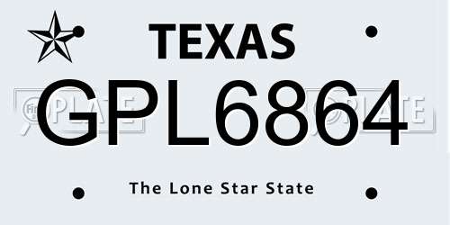 GPL6864 Texas License Plate