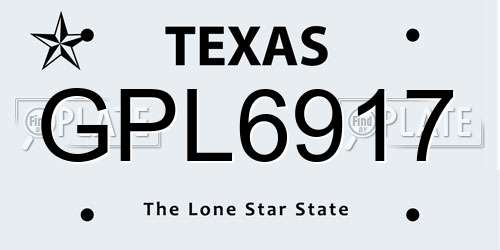 GPL6917 Texas License Plate