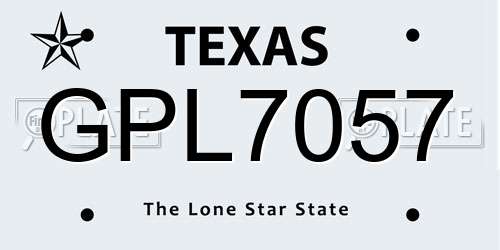GPL7057 Texas License Plate