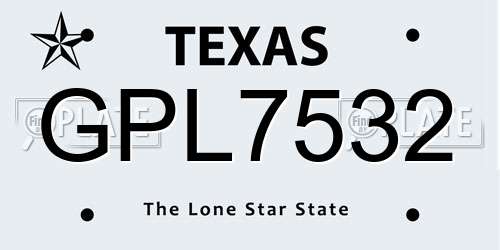 GPL7532 Texas License Plate