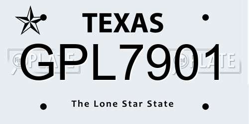 GPL7901 Texas License Plate
