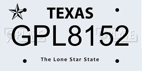 GPL8152 Texas License Plate