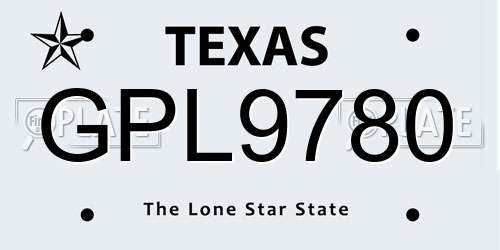 GPL9780 Texas License Plate