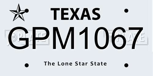 GPM1067 Texas License Plate