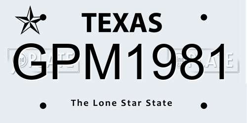 GPM1981 Texas License Plate