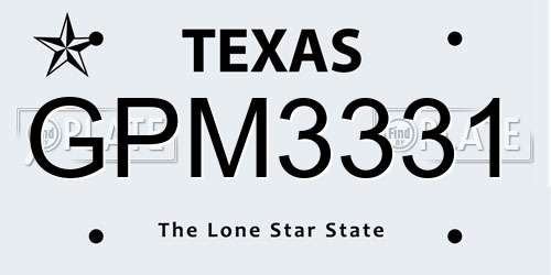 GPM3331 Texas License Plate