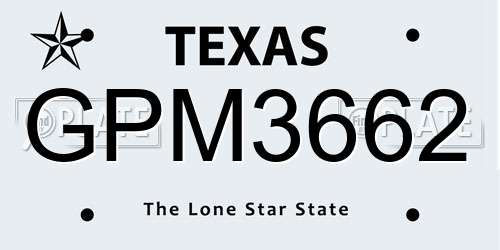 GPM3662 Texas License Plate