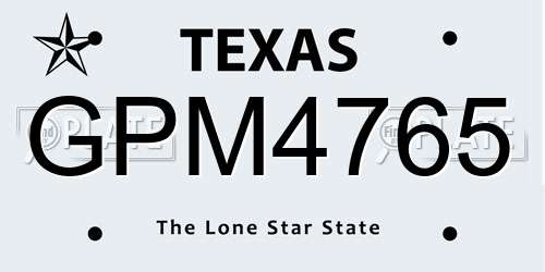 GPM4765 Texas License Plate