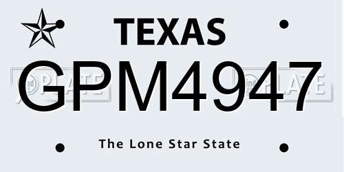 GPM4947 Texas License Plate